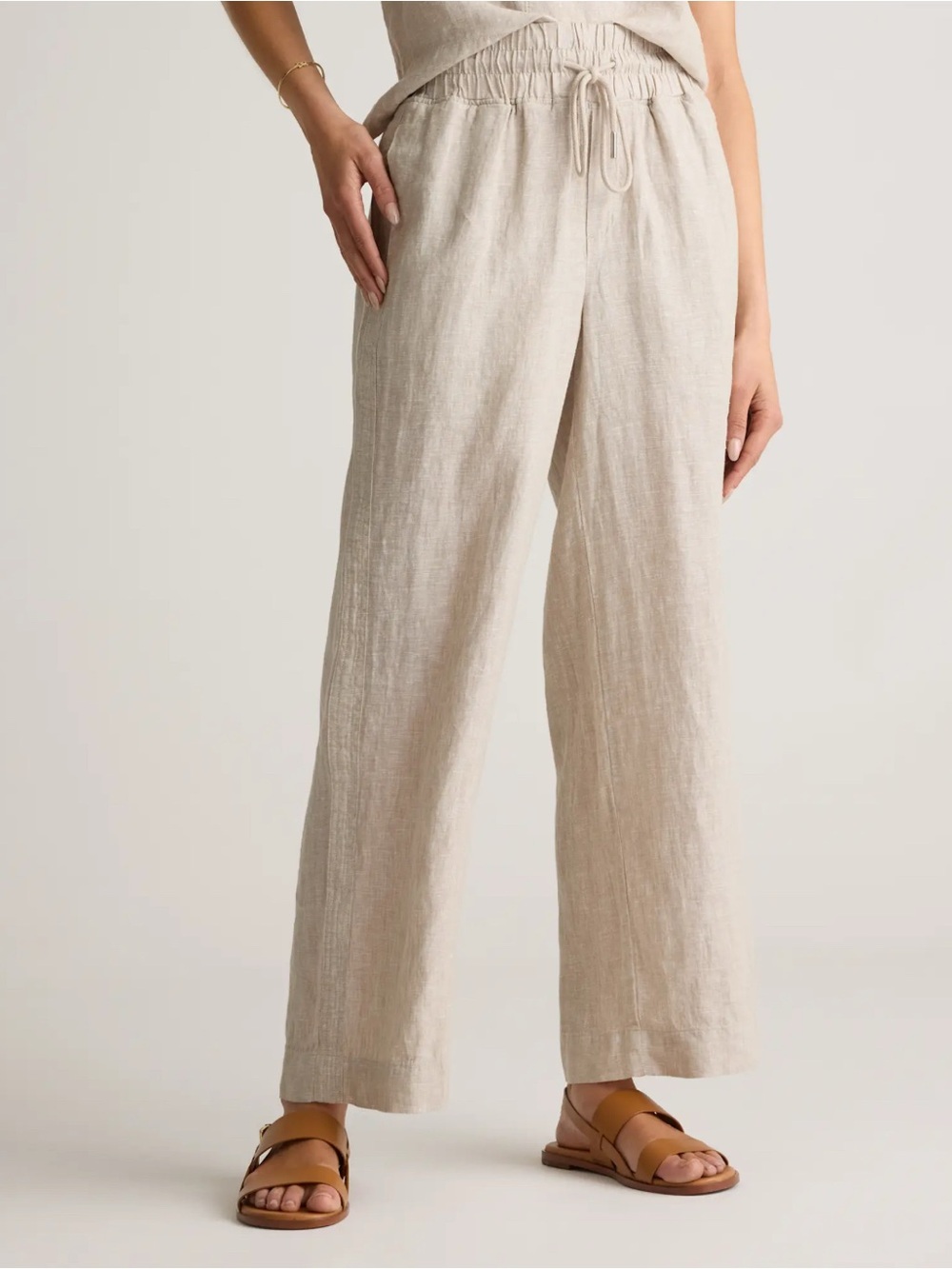 Quince Linen Drawstring Pants in Light Beige - Picture 4 of 5